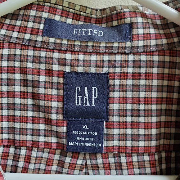 NWOT GAP 100% Cotton Fitted Plaid Shirt Size XL - Picture 6 of 16